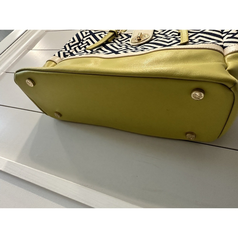 Spartina 449 Daufuskie Island Tote Handbag Linen/Leather Lime Green & Orange - Picture 6 of 15